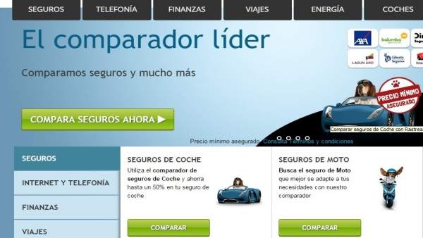 Página web del comparador online Rastreator.Com. Página web del comparador online Rastreator.Com.