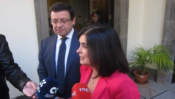 Jorge y Darias, ante los periodistas Jorge y Darias, ante los periodistas