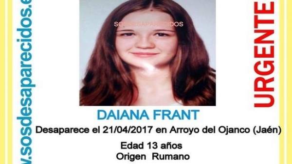 Cartel difundido por la Guardia Civil sobre la menor de Arroyo del Ojanco. Cartel difundido por la Guardia Civil sobre la menor de Arroyo del Ojanco.