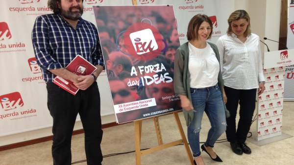 Díaz y otros dirigentes de EU en la presentación de la Asamblea Díaz y otros dirigentes de EU en la presentación de la Asamblea