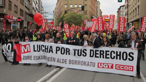 Manifestacíon del Primero de Mayo convocada por UGT y CCOO en Pamplona en 2013 Manifestacíon del Primero de Mayo convocada por UGT y CCOO en Pamplona en 2013