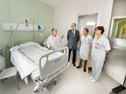 Domínguez, en una de las habitaciones de protección radiológica.