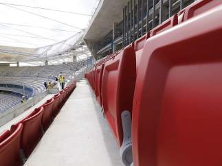 Comienza la instalación de asientos en el Wanda Metropolitano.