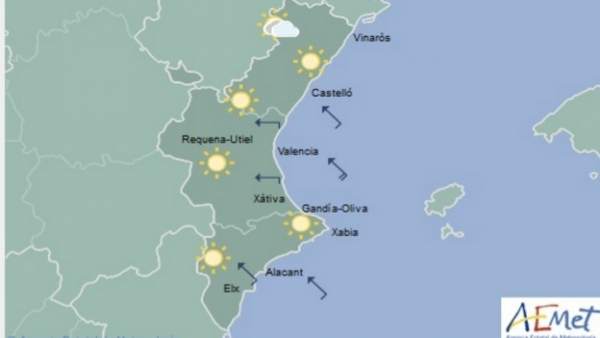 Cels clars i temperatures en descens este divendres a la Comunitat Valenciana Cels clars i temperatures en descens este divendres a la Comunitat Valenciana