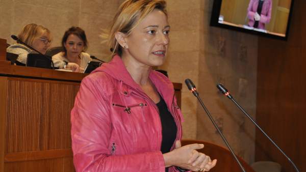 La consejera Marta Gastón, en su intervención en el pleno de las Cortes La consejera Marta Gastón, en su intervención en el pleno de las Cortes