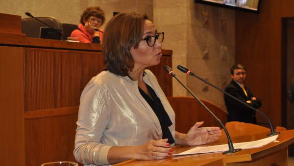 La consejera Mayte Pérez, en el pleno de las Cortes La consejera Mayte Pérez, en el pleno de las Cortes