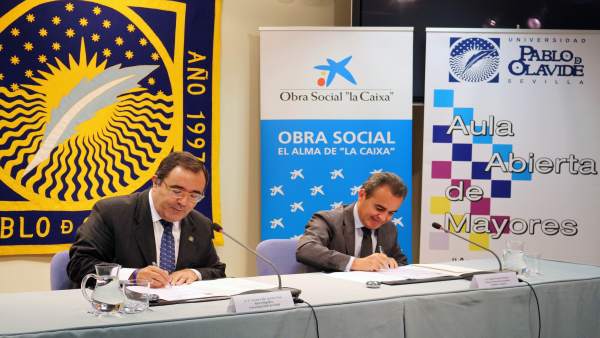 Vicente Guzmán y Rafael Herrador, durante la firma del convenio Vicente Guzmán y Rafael Herrador, durante la firma del convenio