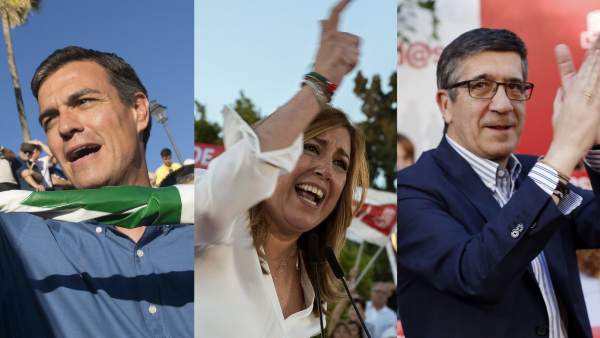 Pedro Sánchez, Susana Díaz y Patxi López Pedro Sánchez, Susana Díaz y Patxi López