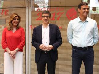Susana Díaz, Patxi López y Pedro Sánchez