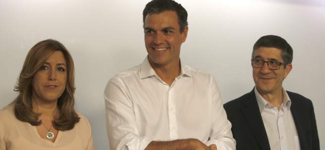 Susana Diaz, Pedro Sánchez y Patxi López