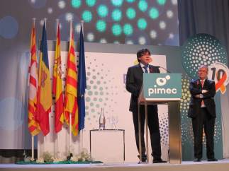 Carles Puigdemont, durante el discurso.