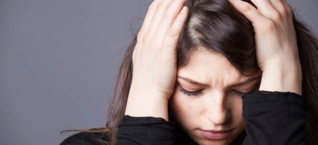 Migraña, cabeza, mujer, dolor