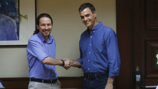 Los líderes de Podemos, Pablo Iglesias y del PSOE, Pedro Sánchez. Los líderes de Podemos, Pablo Iglesias y del PSOE, Pedro Sánchez.