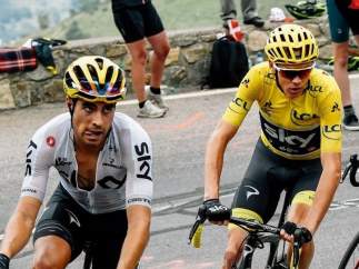 Mikel Landa con Chris Froome en el Tour de Francia 2017