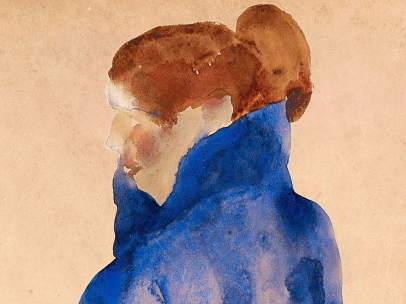 Frau in einem blauen Kleid (Mujer con vestido azul), 1911