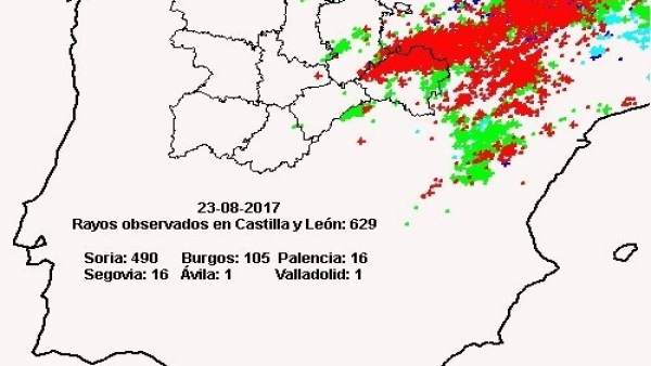 Gráfico sobre los rayos caídos en Castilla y León Gráfico sobre los rayos caídos en Castilla y León