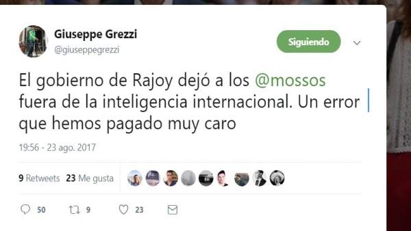 Mensaje que difundió el concejal en la red social Mensaje que difundió el concejal en la red social