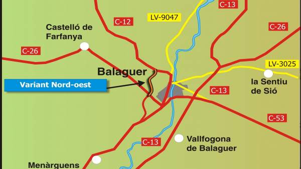 Mapa de la nueva variante de Balaguer (Lleida) Mapa de la nueva variante de Balaguer (Lleida)