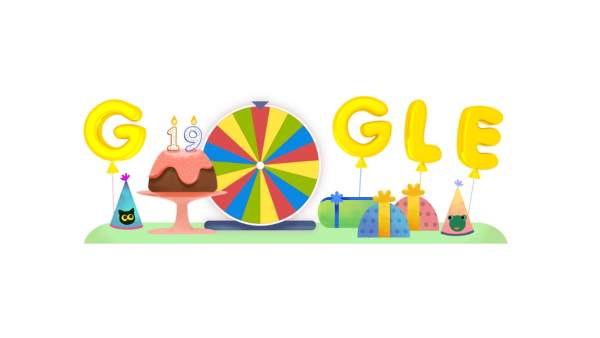 Doodle del 19º aniversario de Google. Doodle del 19º aniversario de Google.
