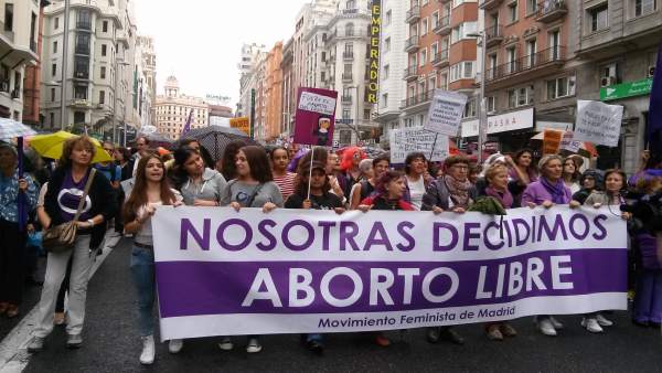 Manifestantes en la movilización por el aborto libre en Madrid Manifestantes en la movilización por el aborto libre en Madrid
