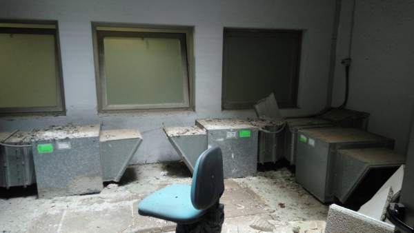 Sala de la Ciudad de la Justicia afectada por el fuego Sala de la Ciudad de la Justicia afectada por el fuego
