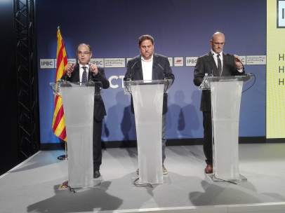 Los exconsellers de la Generalitat J.Turull, O.Junqueras, R.Romeva