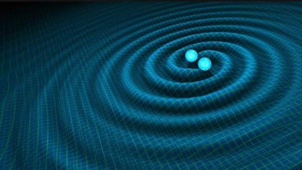 Dos agujeros negros en fusión produciendo ondas gravitacionales Dos agujeros negros en fusión produciendo ondas gravitacionales
