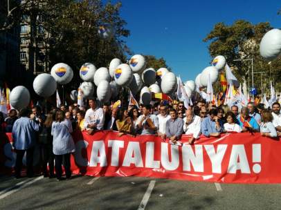 Cabecera de la manifestación de SCC en Barcelona.