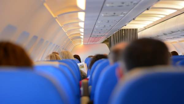 Pasajeros, avión, interior Pasajeros, avión, interior