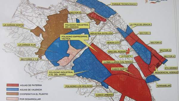 Plano del suministro de agua en Paterna Plano del suministro de agua en Paterna