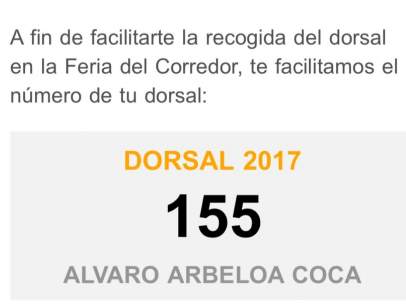 Dorsal de Arbeloa para la Behobia