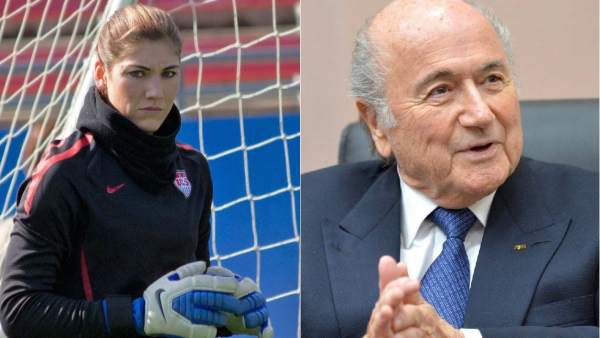 Hope Solo y Sepp Blatter Hope Solo y Sepp Blatter