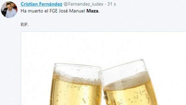 Tweet de Cristian Fernández sobre Maza Tweet de Cristian Fernández sobre Maza