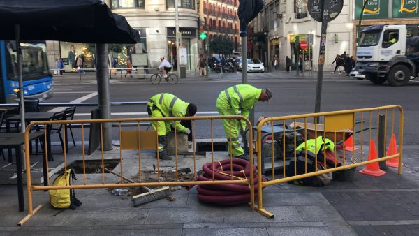 Obras de peatonalización en la Gran Vía Obras de peatonalización en la Gran Vía