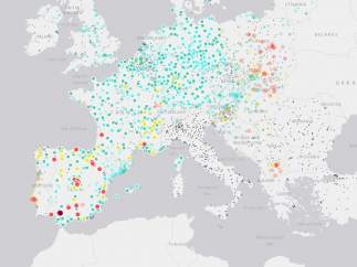 Mapa de contaminación en Europa
