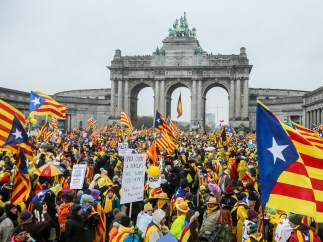 Independentistas se concentran en Bruselas