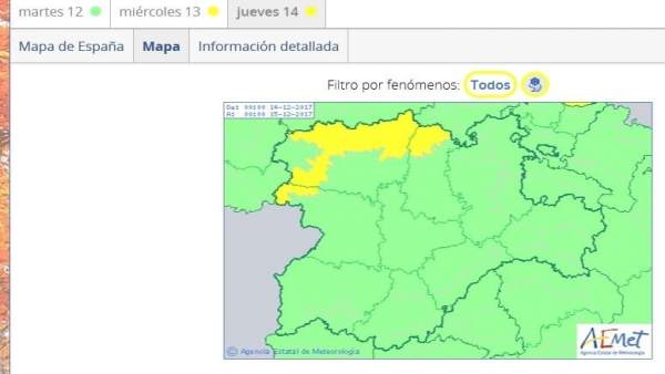 Cuadro descriptivo del aviso por deshielo en Cordillera Cantábrica Cuadro descriptivo del aviso por deshielo en Cordillera Cantábrica
