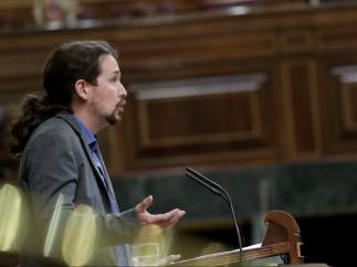 El secretario general de Podemos, Pablo Iglesias, en el Congreso.