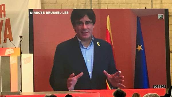 Carles Puigdemont en un acto de JuntsxCat. Carles Puigdemont en un acto de JuntsxCat.