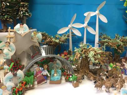 Uno de los belenes sostenibles de la exposición 'El belén de mi colegio'