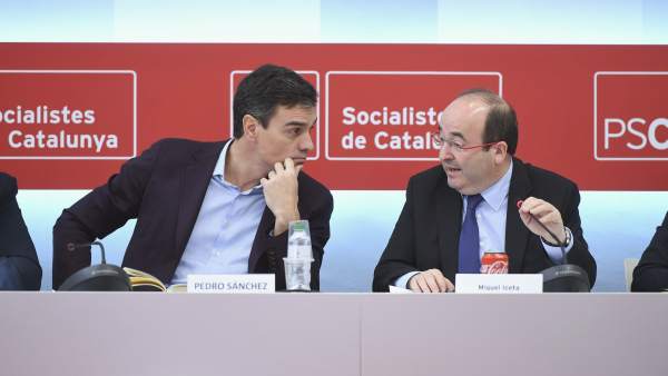 Pedro Sánchez, secretario general del PSOE, y Miquel Iceta, primer secretario del PSC. Pedro Sánchez, secretario general del PSOE, y Miquel Iceta, primer secretario del PSC.