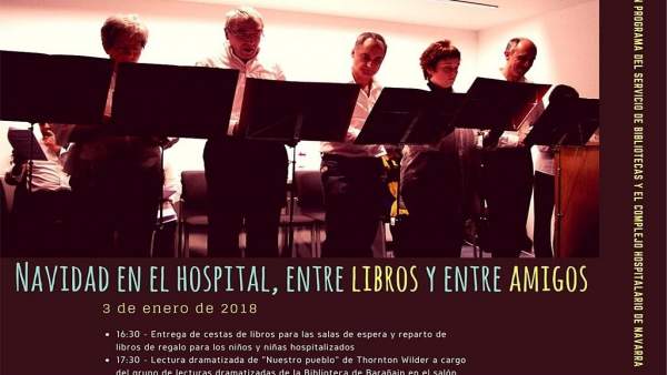 Cartel de las actividades 'Navidad en el Hospital, entre libros y entre amigos'. Cartel de las actividades 'Navidad en el Hospital, entre libros y entre amigos'.