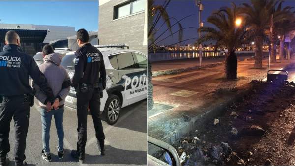 Imagen del detenido y de una de las áreas incendiadas Imagen del detenido y de una de las áreas incendiadas