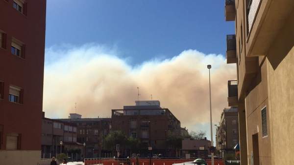 Incendio en el marjal visto desde Puerto de Sagunto Incendio en el marjal visto desde Puerto de Sagunto