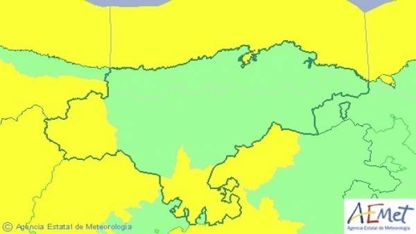 Mapa de avisos para este viernes en Cantabria Mapa de avisos para este viernes en Cantabria