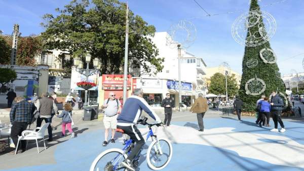 Torremolinos, navidad, plaza, bicicleta Torremolinos, navidad, plaza, bicicleta