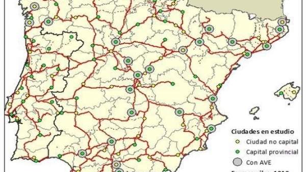 Mapa de la red ferroviaria de la península ibérica Mapa de la red ferroviaria de la península ibérica