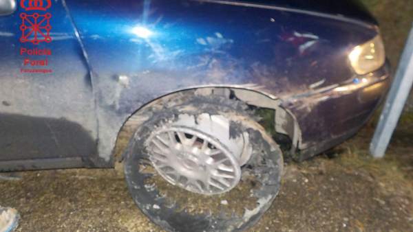 Imagen del vehículo accidentado en Ezcabarte. Imagen del vehículo accidentado en Ezcabarte.