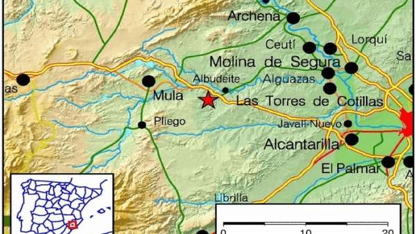 Lugar en el que se ha registrado el terremoto de magnitud 3.4 Lugar en el que se ha registrado el terremoto de magnitud 3.4