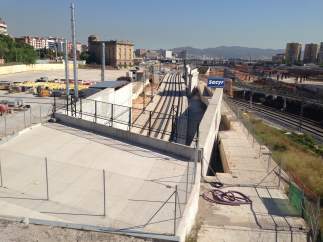 Obras del AVE en el barrio de la Sagrera, en Barcelona.